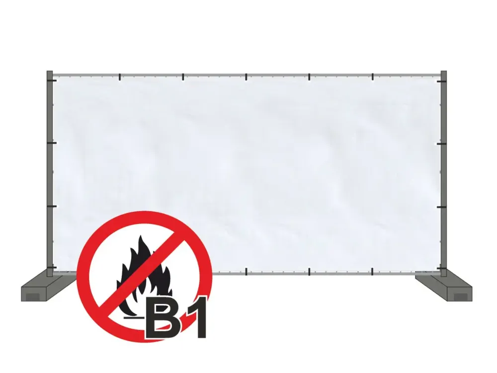 B1 Bauzaunplane Mobilzaun Sichtschutzplane Farbe: Weiss - DIN 4102-B1